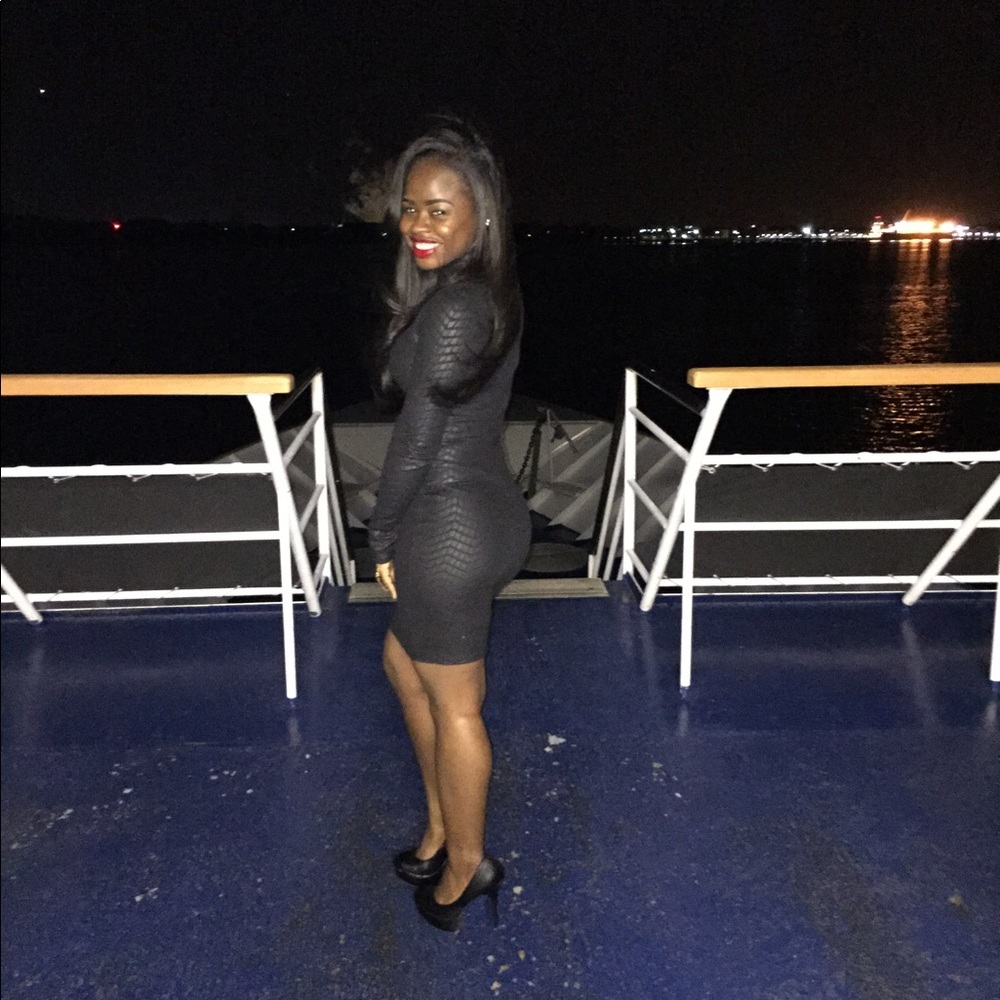 Black Snake Print Midi Dress S